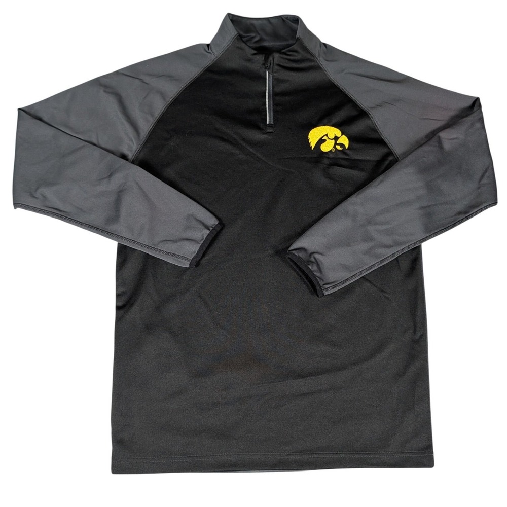 Augusta Sportswear Iowa Hawkeyes NCAA Quarter Zip Pullover Black Gray Mens S
